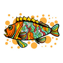 Colorful Fish Illustration With Pop Art Style. Fish Creative Design For Web, Sticker, Tshirt, Poster, Or Wall Art.