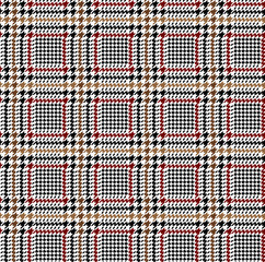 Red, brown and black glen check pattern. Stylish hounds tooth checkered design.