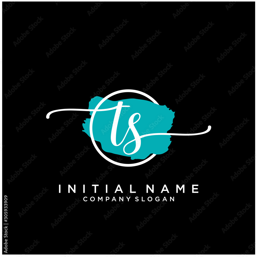 TS Initial handwriting logo design with brush circle. Logo for fashion ...