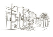 California Los Angeles vector sketch line usa landscape hand drawn