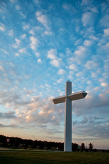 Wall Mural - Large cross with blue evening sky