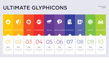 10 Ultimate Glyphicons Concept Set Included Printer With Paper, Circle Sizes, Big Cup, Exclamation File, Phone Call Outcoming, Rain Cloud, High Dynamic Range Imaging, Timer Off, Darker Or Brightter
