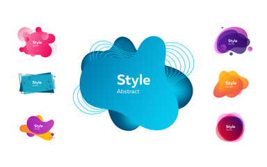 Fototapete - Abstract modern composition set. Colorful multi layer shapes with sample text. Trendy minimal templates for presentations, banners, flyers and logos. Vector illustration