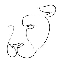 One Line Design Silhouette Of Lion. Hand Drawn Minimalism Style. Abstract Lion Vector Illustration