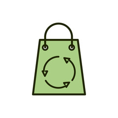 Sticker - paper shopping bag recycle environment ecology line and fill