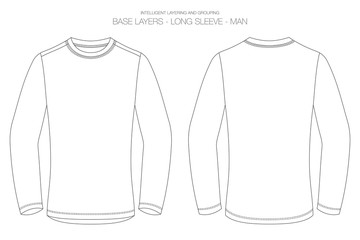 Base Layer Vector Illustration. Outlines, Stitches and Isolated Background for Technical Design and Mockup