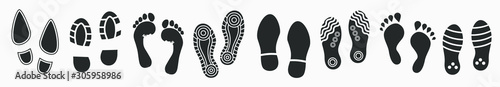 Photographie Human footprint big set isolated on white. Vector illustration