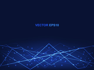 Poster - Polygonal technology concept blue background. Modern futuristic hi-tech backdrop for science and digital technology. Vector illustration EPS10.