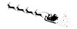 Christmas Sleigh Santa fly in sky. Silhouette reindeer and sleigh Santa. Vector illustration
