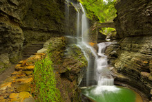 Waterfall In Watkins Glen Gorge In New York State, USA