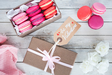 Wall Mural - Pink macarons in a box for Valentine's Day