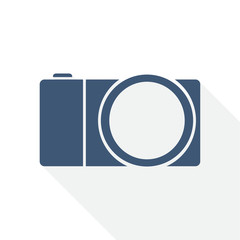 Poster - mirrorless camera flat design vector icon, photography concept illustration