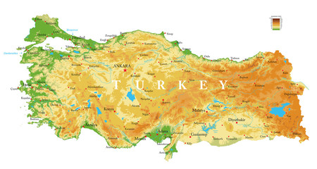 Canvas Print - Turkey physical map