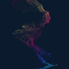 Poster - abstract dark background with many particles. optical illusion of movement.