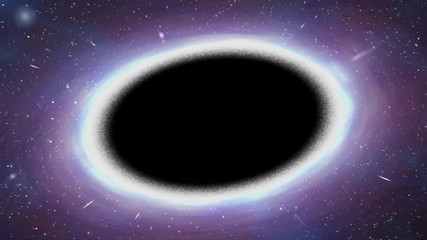 Canvas Print - A massive black hole in outer space. The camera zooms in as if being sucked in by gravitational pull.