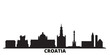 Croatia city skyline isolated vector illustration. Croatia travel cityscape with landmarks