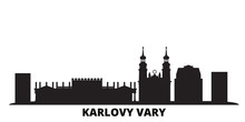 Czech Republic, Karlovy Vary City Skyline Isolated Vector Illustration. Czech Republic, Karlovy Vary Travel Cityscape With Landmarks
