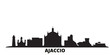 France, Ajaccio city skyline isolated vector illustration. France, Ajaccio travel cityscape with landmarks