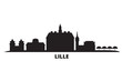 France, Lille city skyline isolated vector illustration. France, Lille travel cityscape with landmarks