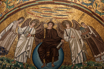 Wall Mural -  Interior of Basilica of San Vitale, which has important examples of early Christian Byzantine art and architecture. 