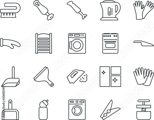 household vector icon set such as: bakery, steam, drain, black, dress,  refrigerator, drink, stainless, warm, juicer, agents, doodle, washboard,  clothesline, plaster, business, closeup, flatiron, wall - Buy this stock  vector and explore
