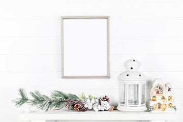 Wall Mural - Christmas Frame Mockup on a Light Background