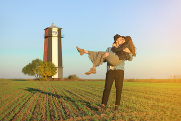 Sticker - Happy young couple in countryside