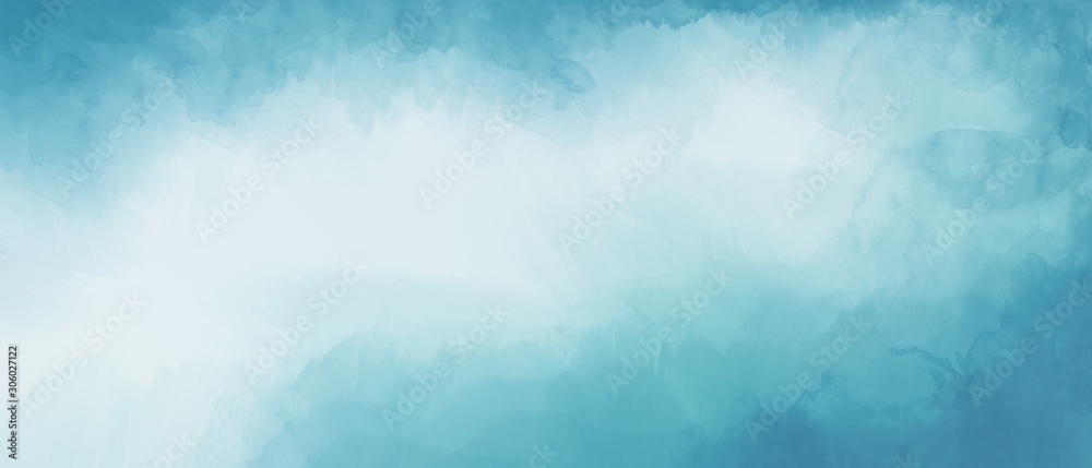 Abstract light blue watercolor background with space for text or image - obrazy, fototapety, plakaty 