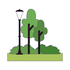 Sticker - park with trees and street light, colorful design