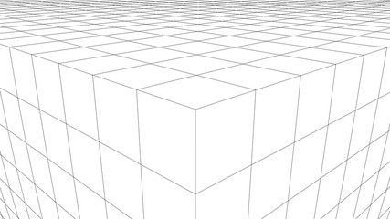 Poster - Vector perspective grid. Cube angle. Detailed lines on white background.