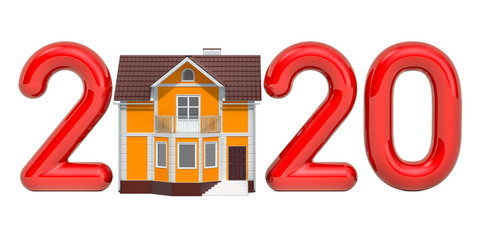 Poster - 2020 with house, 3D rendering