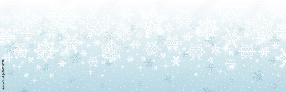Blue christmas banner with snowflakes. Merry Christmas and Happy New ...