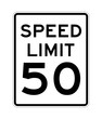 Speed limit 50 road sign in USA