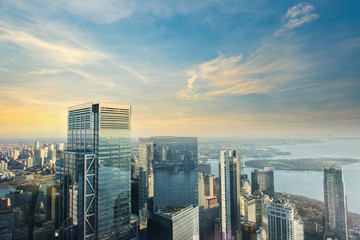 An aerial view of New York City Skyline