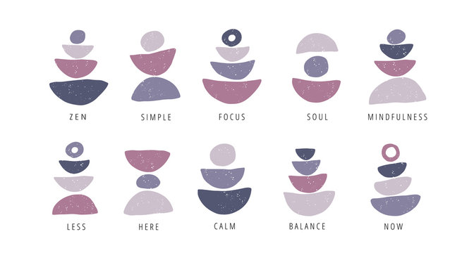 Focus, pause, moment flat vector posters set