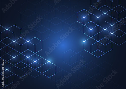 Abstract boxes background. Modern technology with square mesh. Geometric on w...