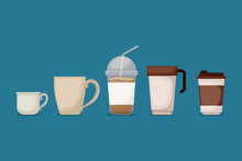 Style coffee mugs vector design