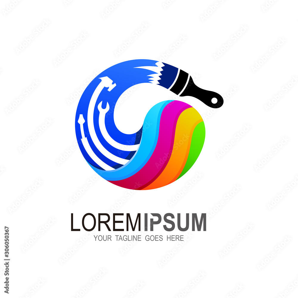 Color paint logo by forming letters c Stock Vector | Adobe Stock