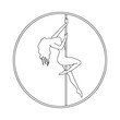 silhouette women pole dance exotic logo black and white