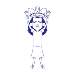 Sticker - cartoon girl with jester hat icon, flat design