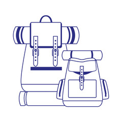 Wall Mural - camping backpacks with sleeping bags icon