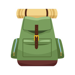 Wall Mural - camping backpack with sleeping bag icon