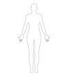 Anatomical Position Anterior View Female Body Outline Vector Illustration.