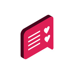 Sticker - happy valentines day love chat message isometric icon