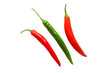 fresh red and green spicy chilli in isolated white background with clipping path
