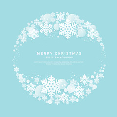 winter background, White Christmas shapes on a blue background