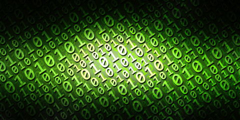 2d illustration abstract digital binary data on computer screen