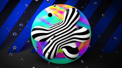 Modern creative abstract loop video with geometric composition. Bright rainbow colors. Trendy fashion design. 3d render animation background.