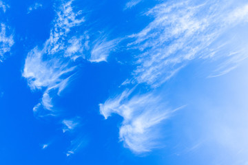 blue sky with clouds on a clear day and good weather in the morning, fluffy and soft white clouds