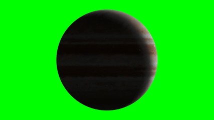 Wall Mural - planet Jupiter rotating, solar system object in outer space isolated on green screen background, 4k loop